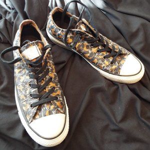 CONVERSE CHUCK TAYLORS METALLIC GOLD & SILVER LEOPARD PRINT LOW TOPS SNEAKS SZ9
